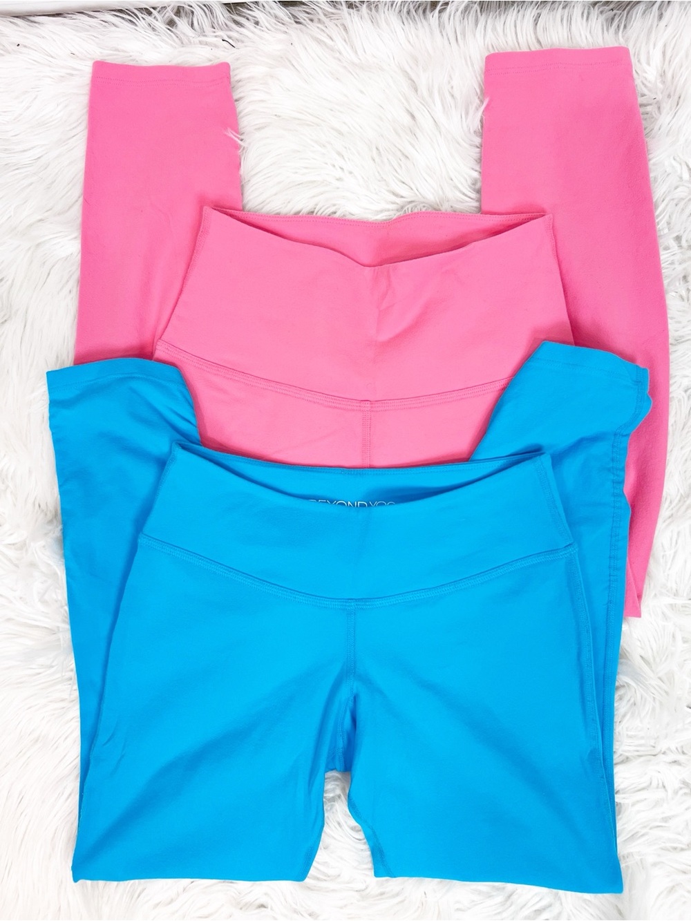 BEYOND YOGA 2 PAIR BLUE ORANGE LEGGINGS WOMENS MEDIUM